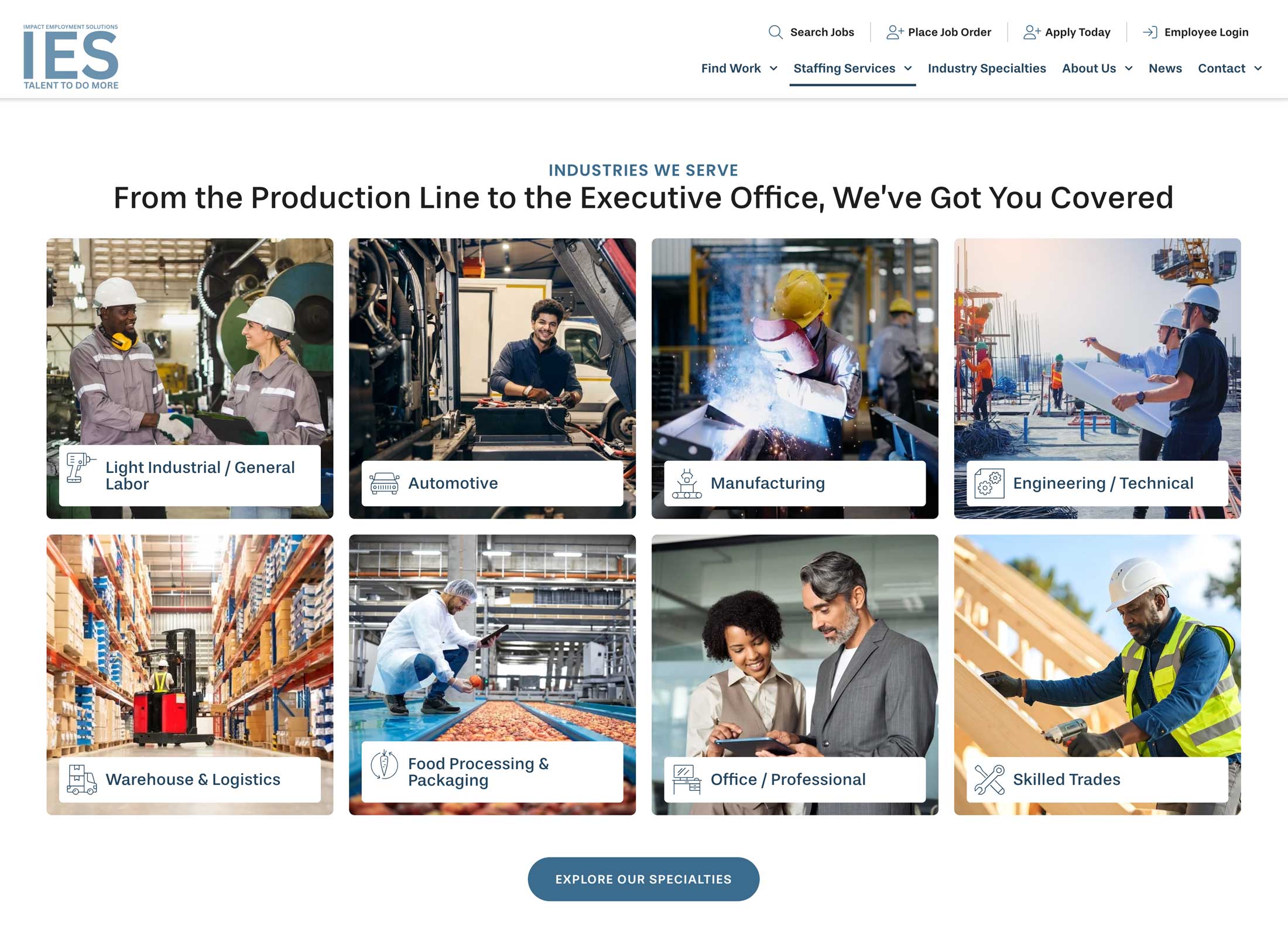 Impact Employment Solutions website