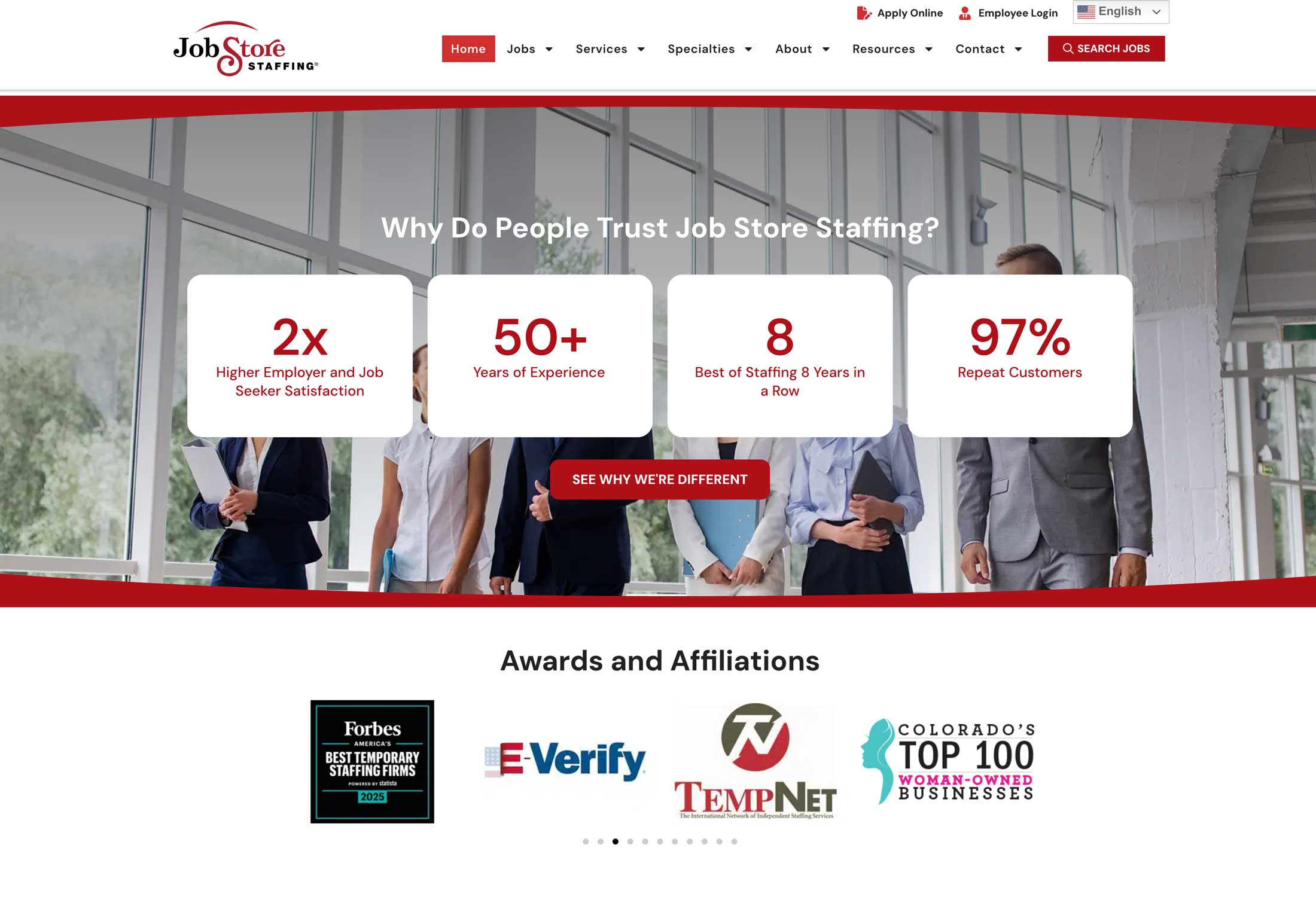 Job Store Staffing website