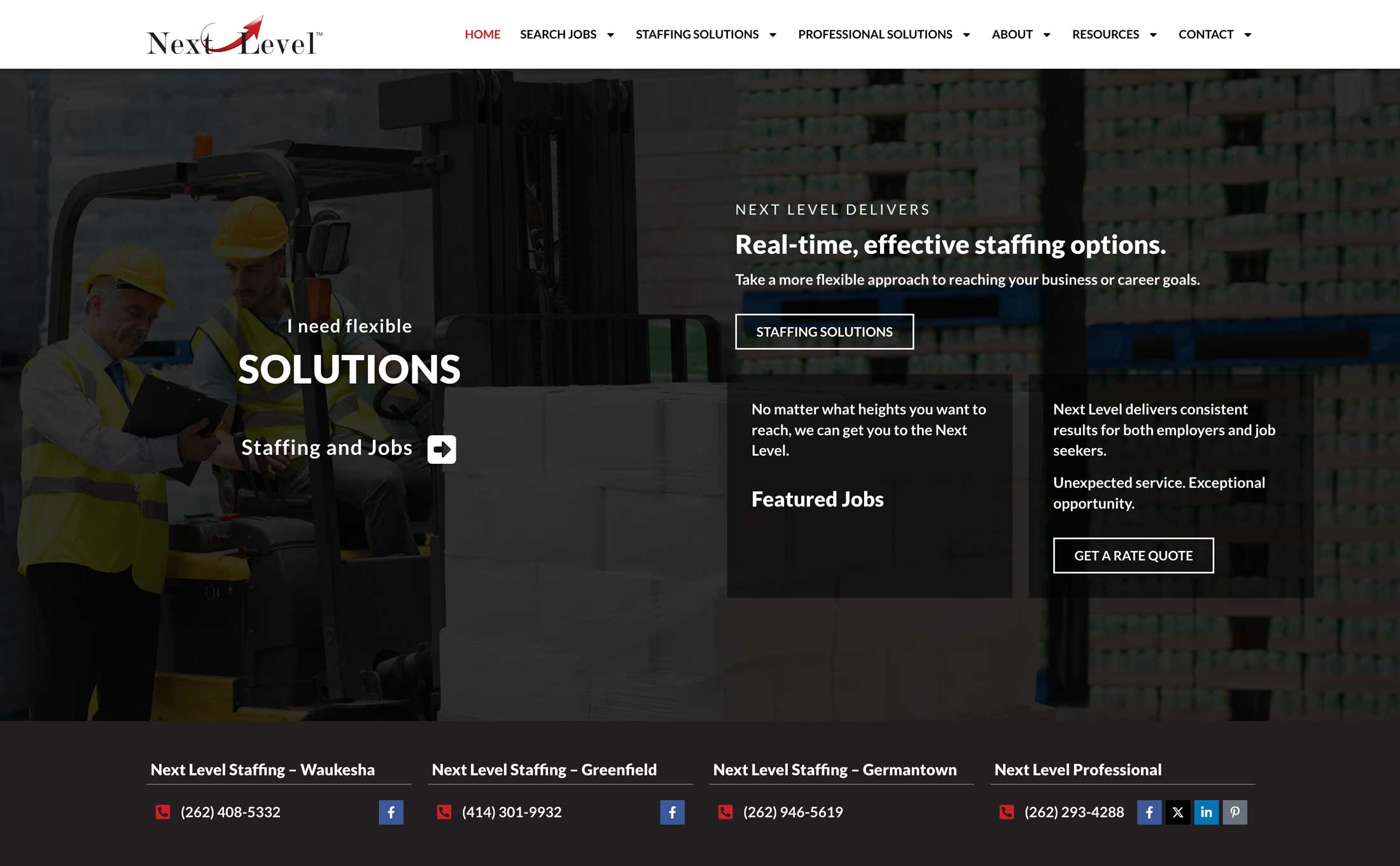 Next Level Staffing website
