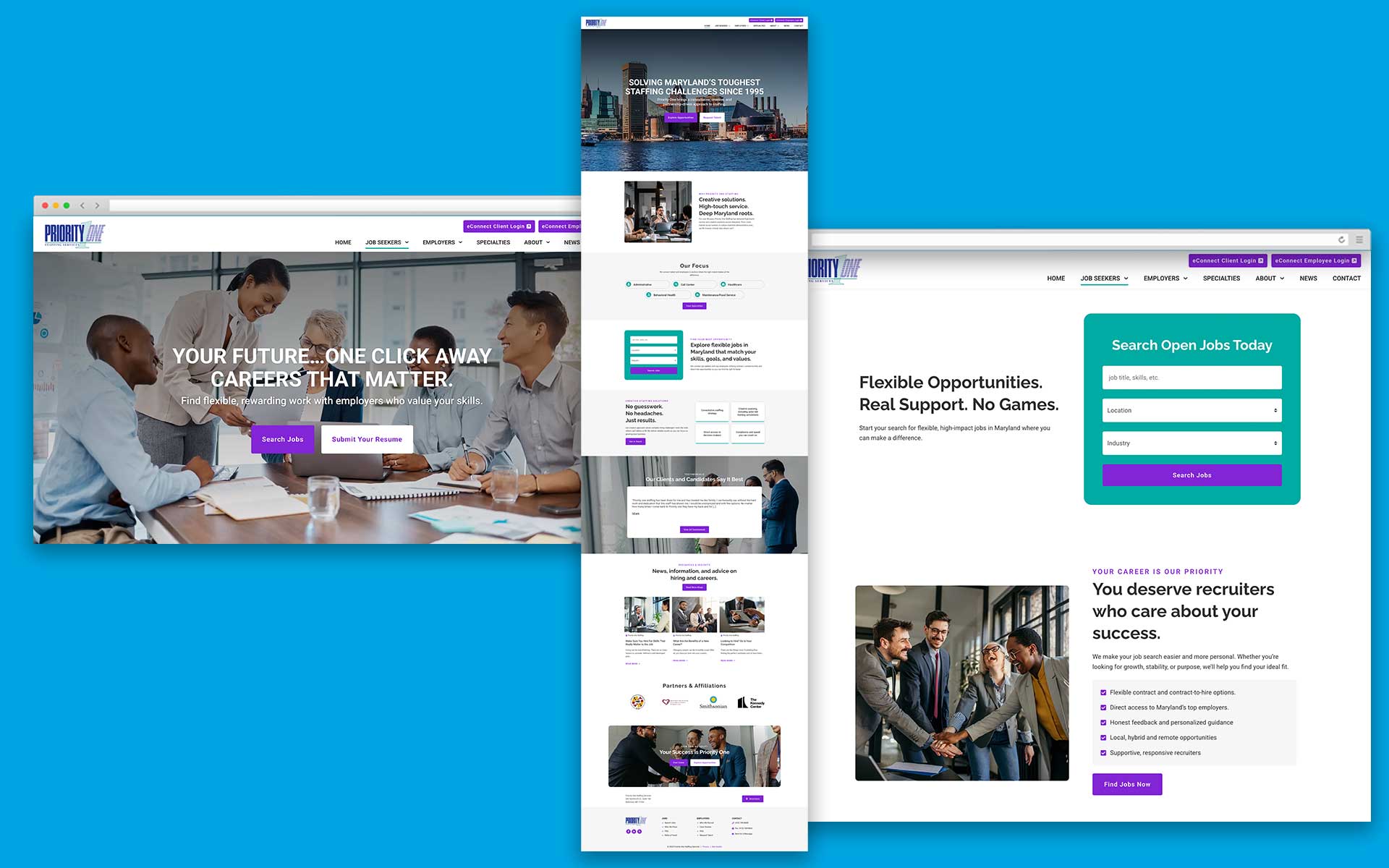 Priority One Staffing Services website